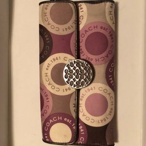 Multi color satin/ leather coach wallet